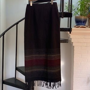 Vintage wool blend Michele skirt w fringe detail